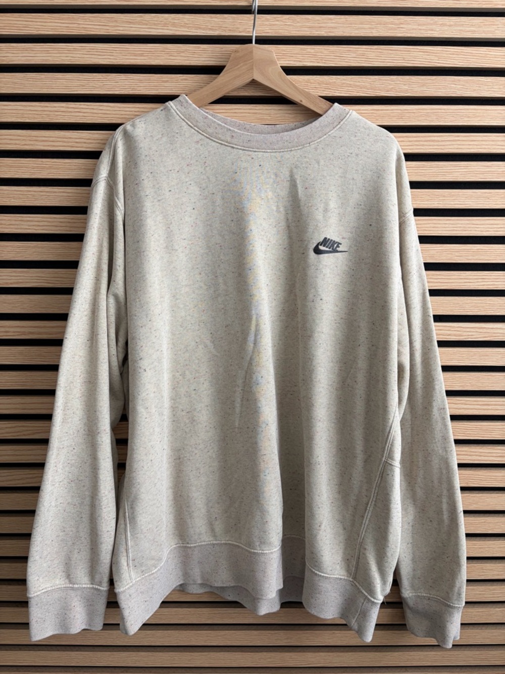 Nike Men's Cream Speckled Crewneck Sweatshirt